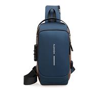 FANDARE 2025 Neue Brusttasche Sling Bag Geschäft Schultertasche mit USB-Ladeanschluss Passwortschutz Crossbody Bag Umhängetasche Wasserdicht für Reisen Wandern mehrere Taschen Sling Daypacks Blau