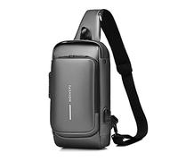 FANDARE 2026 Neue Brusttasche Sling Bag Geschäft Schultertasche mit USB-Ladeanschluss Passwortschutz Crossbody Bag Umhängetasche Wasserdicht für Reisen Wandern mehrere Taschen Sling Daypacks Grau