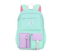 FANDARE 27L Schulrucksack für Mädchen, Niedlicher Leichter Schulranzen aus Nylon für Kinder 4-12 Jahre, Ergonomisches Rucksack mit Breiten Schultergurten & 180° Fronttasche, 4 Farben Grün