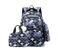 FANDARE 3 in 1 Kinderrucksack Schulrucksack für Mädchen Schulranzen Teenager Schultasche Rucksack mit Lunchpaket & Mäppchen Büchertaschen Schule Tagesrucksack Rucksack Schule Daypacks Schwarz