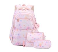 FANDARE 3 IN1 Kinderrucksäcke mit Lunchpaket & Mäppchen Schultasche für Mädchen Junge Juniorrucksäcke Abenteuer-Tornister Schultasche Rucksäcke Kids-Rucksack Kinder-Tragebeutel Schulranzen Rosa
