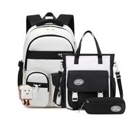 FANDARE 3-TLG. Set Schulrucksack für Kinder (5-20 Jahre) Schülerrucksack für Mittelstufe & Oberstufe mit Umhängetasche & Federmäppchen für Teenager Jungen Mädchen College Rucksack Schwarz