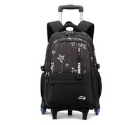 FANDARE 35L Abnehmbarer Rollen Rucksack 2-in-1 Schüler Schulranzen 6-Rad Trolley Laptophüllen Handgepäck Tagesrucksäcke mit mehreren Fächern Aaktenkoffer Reiserucksack Schwarzer fünfzackiger Stern