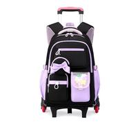 FANDARE 35L Kofferrucksack mit Rollen Trolley Rucksack Damen Wasserdichter Schulrucksack für Mädchen mit 15,6 Zoll Laptopfach 6 Rollen & verstärkter Boden für Stabilität Lila