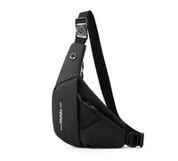 FANDARE Anti Diebstahl Brustasche Herren Sport Umhängetasche Damen Rechte Schulter Sling Crossbody Bag PU Leder Messenger-Bags Schultertaschen für Reise Schule Wandern Bodybag Schwarz Rechts