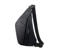 FANDARE Ausbaufähig Brustasche Herren Sport Sling Crossbody Bag Damen Umhängetasche Wasserdichtes PU Leder Messenger-Bags Schultertaschen für Reise Schule Wandern BodybagSchwarz rechts