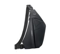 FANDARE Ausbaufähig Brustasche Herren Sport Sling Crossbody Bag Damen Umhängetasche Wasserdichtes PU Leder Messenger-Bags Schultertaschen für Reise Schule Wandern Bodybag Schwarz Links