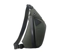 FANDARE Ausbaufähig Brustasche Herren Sport Sling Crossbody Bag Damen Umhängetasche Wasserdichtes PU Leder Messenger-Bags Schultertaschen für Reise Schule Wandern Bodybag Grün Links