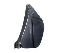 FANDARE Ausbaufähig Brustasche Herren Sport Sling Crossbody Bag Damen Umhängetasche Wasserdichtes PU Leder Messenger-Bags Schultertaschen für Reise Schule Wandern Bodybag Blau Links