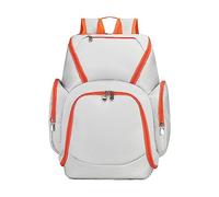 FANDARE Basketball Rucksack Fußballtasche Schulrucksack Turnbeutel Daypack Schulrucksack Schulranzen für Volleyball, Basketball, Stadion und Strand Sportbeutel Weiß-Orange