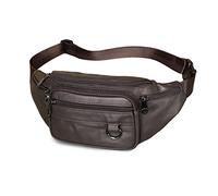 FANDARE Bauchtasche Brusttasche Gürteltasche Hüfttasche Sport Leder Sling Bag Damen Umhängetaschen Herren Schultertasche Wasserresistent Crossover Daypacks für Outdoor Reisen Crossbody Dunkelbraun B