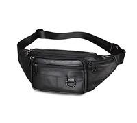 FANDARE Bauchtasche Brusttasche Gürteltasche Hüfttasche Sport Leder Sling Bag Damen Umhängetaschen Herren Schultertasche Wasserresistent Crossover Daypacks für Outdoor Reisen Crossbody Pack Schwarz B