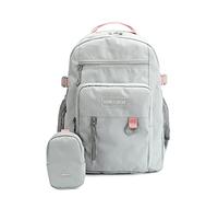 FANDARE Beiläufig Rucksack Schulrucksack Schulranzen Daypacks mit 15.6 Zoll Laptopfach Schultaschen mit Handytasche Mädchen Junge Kinderrucksack für Universität Reisen Freizeit Graues Rosa