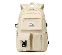 FANDARE Beiläufig Rucksack Schulrucksack Schulranzen Daypacks mit 15.6 Zoll Laptopfach Tagesrucksack Mädchen Junge Schultaschen für Universität Reisen Freizeit Arbeit Wasserdichtes Polyester Weiß