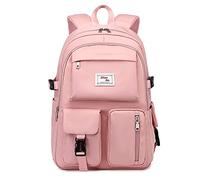 FANDARE Beiläufig Rucksack Schulrucksack Schulranzen Daypacks mit 15.6 Zoll Laptopfach Tagesrucksack Mädchen Junge Schultaschen für Universität Reisen Freizeit Arbeit Wasserdichtes Polyester Rosa