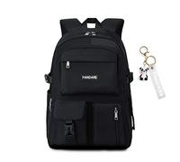 FANDARE Beiläufig Rucksack Schulrucksack Schulranzen Daypacks mit 15.6 Zoll Laptopfach Tagesrucksack Mädchen Junge Schultaschen für Universität Reisen Freizeit Arbeit Wasserdichtes Schwarz A