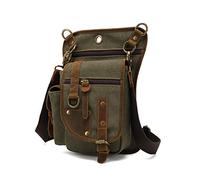 FANDARE Beintasche Herren Hüfttasche Brusttasche Canvas Beinbeutel Sling Bag Damen Sling Bag Schulranzen Umhängetasche Sporttasche für Motorrad Wandern Radfahren Schule Reise Joggen Daypacks Grün
