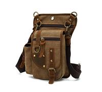 FANDARE Beintasche Herren Hüfttasche Brusttasche Canvas Beinbeutel Sling Bag Damen Sling Bag Schulranzen Umhängetasche Sporttasche für Motorrad Wandern Radfahren Schule Reise Joggen Daypacks Braun