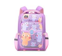 FANDARE Britischer Stil Kinderrucksäcke Schultasche für Mädchen Junge Juniorrucksäcke Abenteuer-Tornister Schultasche Reflex-Rucksäcke Kids-Rucksack Kinder-Tragebeutel SchulranzenNeues Lila