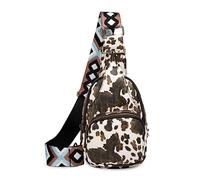 FANDARE Brusttasche Damen Handtaschen Elegant Handy Umhängetasche PU Leder Sling Tasche mit verstellbarem, breitem Riemen Schultertasche Frauen Handytasche zum Umhängen Damentasche Kuhfarbe