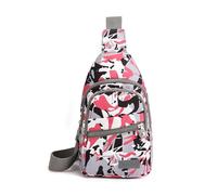 FANDARE Brusttasche Damen mit Kopfhörerloch Sling Crossbody Bag Vorderbrusttasche Wasserdichtes Schultertaschen Brustbeutel Brustbag Umhängetasche für Reise Schule Wandern