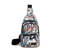 FANDARE Brusttasche Damen mit Kopfhörerloch Sling Crossbody Bag Vorderbrusttasche Wasserdichtes Schultertaschen Brustbeutel Brustbag Umhängetasche für Reise Schule Wandern