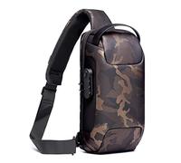 FANDARE Brusttasche Diebstahlschutz Sling Bag Herren Damen Umhängetaschen mit USB-Ladeanschluss Schultertasche Crossover Rucksack Daypacks für Reisen Wandern Mehrere Taschen Crossbody Pack Camo