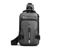 FANDARE Brusttasche für Herren Schultertasche Crossbody Bag mit USB-Ladenanschluss Sling Bag Umhängetaschen Verstellbare Schultergurte für Outdoor Radfahren Reisen Crossover Daypacks NylonGrau