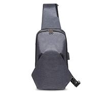 FANDARE Brusttasche für Herren, Schultertasche mit USB Kopfhörerloch, Umhängetasche Männer, für Sport, Fitnessraum, Reise, Wandern, Camping Crossbody Tasche Wasserdicht Polyester Grau