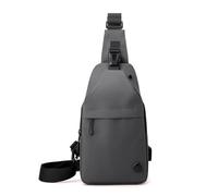 FANDARE Brusttasche Herren Messenger-Bags Umhängetasche Men Sling Bag mit Kopfhörerloch Schultertaschen Brustbeutel Tragtasche Brustgurt-Tasche für Reise Schule Wandern Wasserdichtes Nylon Grau