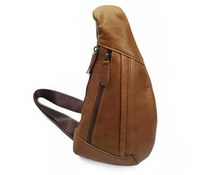 FANDARE Brusttasche Herren Schultertasche Leder Umhängetasche Bodybag Brustbeutel Sling Chest Crossbody Pack Geschäft Tagesrucksäcke für Männer Freien Reisen Wandern Joggen Braun