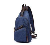 FANDARE Brusttasche Herren Schultertasche Sling Bag Rucksack mit USB Segeltuch Tasche Umhängetasche Sporttasche für Wandern,Abenteuer,Sport, Reisen und Joggen Dunkelblau