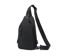 FANDARE Brusttasche Herren Sling Bag mit USB-Ladeanschluss Umhängetaschen Crossover Rucksack Schultertasche Bauchtasche Daypacks für Männer Outdoor Reisen Wanderrucksäcke Crossbody Pack Schwarz