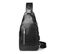 FANDARE Brusttasche Herren Sling Bag Schultertasche PU-Leder Männer Crossbody Bag Brustbeutel Umhängetaschen Schwarz Handytasche für Wandern Reisen Männertasche Crossover Bodybag Daypacks