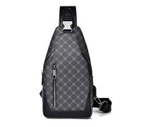 FANDARE Brusttasche Herren Sling Bag Schultertasche PU-Leder Männer Crossbody Bag Brustbeutel Umhängetaschen Schwarz Handytasche für Wandern Reisen Männertasche Crossover Bodybag Daypacks