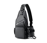 FANDARE Brusttasche Herren Sling Bag Umhängetaschen mit Flaschenhalter Schultertasche Bauchtasche Crossover Rucksack Daypacks für Männer Outdoor Reisen Camping Wanderrucksäcke Crossbody Pack Grau
