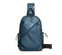FANDARE Brusttasche Herren Sling Crossbody Bag Manner Umhängetasche Brustbeutel mit Kopfhöreröffnung Urban Wasserdichtes PU Leder Messenger-Bags Schultertaschen für Reise Schule Wandern Bodybag Blau