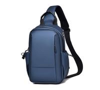 FANDARE Brusttasche Herren Ultraleicht Sling Crossbody Bag Umhängetasche PU Polyester Bodybag Männertasche Schultertasche Arbeitstasche mit Kopfhörerloch Reisetaschen Handgepäck Messenger BagBlau