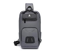 FANDARE Brusttasche Sling Bag Geschäft Schultertasche mit USB-Ladeanschluss Crossbody Bag Umhängetasche Wasserdicht für Reisen Wandern mehrere Taschen Sling Daypacks Dunkelgrau