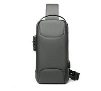 FANDARE Brusttasche Sling Bag Geschäft Schultertasche mit USB-Ladeanschluss Passwortschutz Crossbody Bag Umhängetasche Wasserdicht Sports Car Styling für Reisen Wandern Sling Daypacks Grün Grau