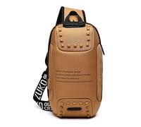 FANDARE Brusttasche Sling Bag Sling Rucksack Schultertasche mit USB-Ladeanschluss Passwortschutz Crossbody Bag Business Umhängetasche Herren Damen Reisen Wandern Wasserdicht Daypacks Braun