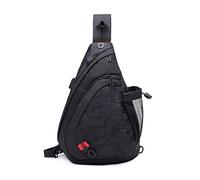 FANDARE Brusttasche Sling Rucksack Schultertasche mit USB Chest Bag Crossbody Umhängetasche Sporttasche für Herren Damen Junge Mädchen Reise Crossover Daypack Wandern Bergsteigen Polyester Schwarz