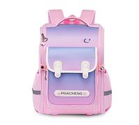 FANDARE Bunter Kinderrucksack Reflektierender Rucksack für Kinder Schulranzen Schulrucksack Jungs Mädchen Schulstart Rucksack für Grundschüler Schultasche Rucksäcke die 3. bis 6. Klasse Rosa Violett