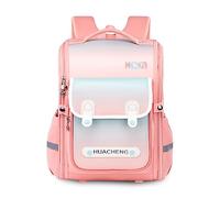 FANDARE Bunter Kinderrucksack Reflektierender Rucksack für Kinder Schulranzen Schulrucksack Jungs Mädchen Schulstart Rucksack für Grundschüler Schultasche Rucksäcke die 3. bis 6. Klasse Rosa Blau