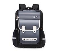 FANDARE Bunter Kinderrucksack Reflektierender Rucksack für Kinder Schulranzen Schulrucksack Jungs Mädchen Schulstart Rucksack für Grundschüler Schultasche Rucksäcke die 3. bis 6. Klasse Schwarz Grau