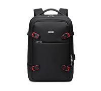 FANDARE Business Rucksack Herren 6cm erweiterbarer USB Laptoprucksack mit Koffer-Gurt und Diebstahlsicherer Tasche Großes Reisegepäck für Büro Wasserdichter Arbeitsrucksack Schwarz