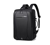 FANDARE Business Rucksack Herren & Damen USB Ladeport Reisetasche mit Koffer Gurt 15.6 Zoll Laptop Wasserdicht Polyester Großes Fassungsvermögen für Reise und Beruf Schwarz