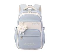 FANDARE Cartoon Kinderrucksack mit Plüschtier & Stickerei Schulrucksack für Grundschüler und Teenager, Tagesrucksack für täglichen Einsatz, Outdoor, Reisen und Campus für Jungen und Mädchen Blau