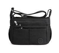FANDARE Casual Schultertasche Damen Leichte Umhängetasche Wasserdicht Nylon für Sporttasche Arbeitstasche Reise Freizeit Crossbody Bag Schwarz