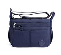 FANDARE Casual Schultertasche Damen Leichte Umhängetasche Wasserdicht Nylon für Sporttasche Arbeitstasche Reise Freizeit Crossbody Bag Blau